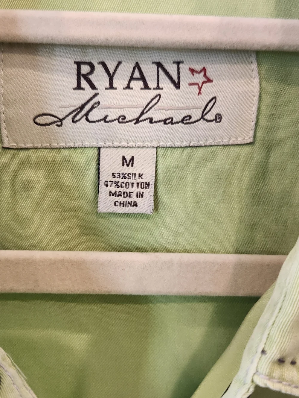 Ryan Michael Women's Lime Green Embroidered Button-Down Shirt - Picture 2 of 7